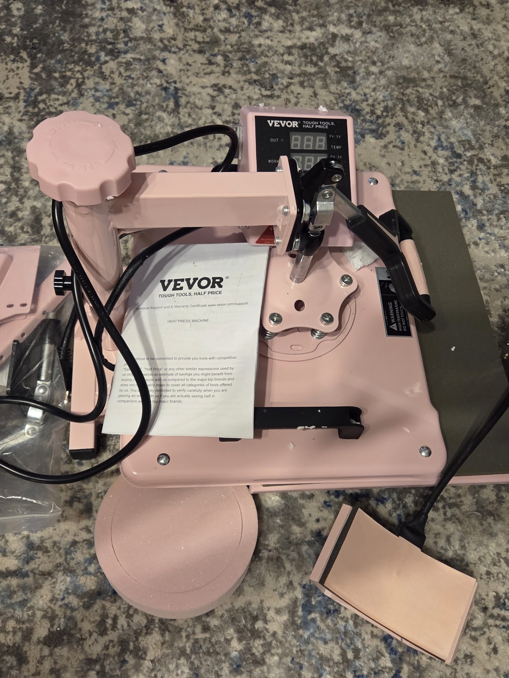 Vevor Pink Heat Press Machine - Small Craft Press
